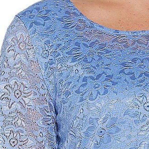 Isaac Mizrahi Metallic Lace Bell Sleeve Knit Top - Picture 3 of 3